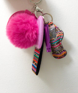 Pink Leopard Safety Keychain