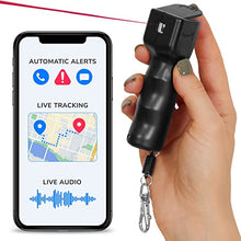 Load image into Gallery viewer, Plegium Smart Mini Pepper Spray Keychain 3-in-1 Free GPS Location Tracking Emergency Texts — Magnetic Self Defense Keychain Pepper Spray for Women and Men — GPS Pepper Spray Bluetooth, Black