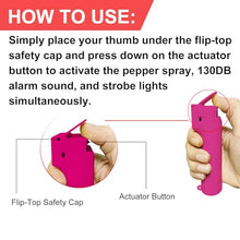 Load image into Gallery viewer, PAPASAFETY Pepper Spray Keychain Alarm for Women, 130DB Safesound Alarm, Strobe Lights, Maximum Strength Stream Pepper Gel, Rechargeable, Detachable Design, Replaceable Pepper Spray Bottle (red)
