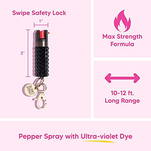 BLINGSTING Pepper Spray Maximum OC Strength Self Defense Spays for Women, 12 ft Spray Range & UV Dye