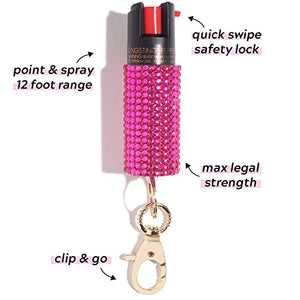 BLINGSTING Self Defense Kit - Professional Grade, Maximum Strength Pepper Spray with UV Marking Dye & Personal Safety Alarm - Pink & Pink
