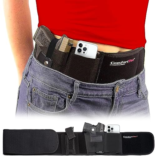 Gun Holsters for Concealed Carry - Ultimate Belly Band Pistol Holster for Men & Women, Belt Compatible with Smith and Wesson, Shield, Glock - Firearm Accessories, Black