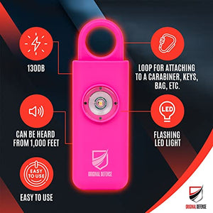 Siren Self Defense for Women - Personal Alarm for Women, Children, & Elderly - Recommended by Police - 130 dB Loud Self Defense Keychain Siren with LED Strobe Light (Magenta)
