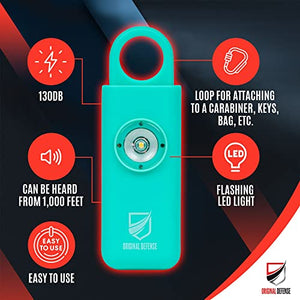 Siren Self Defense for Women - Personal Alarm for Women, Children, & Elderly - Recommended by Police - 130 dB Loud Self Defense Keychain Siren with LED Strobe Light (Mint)