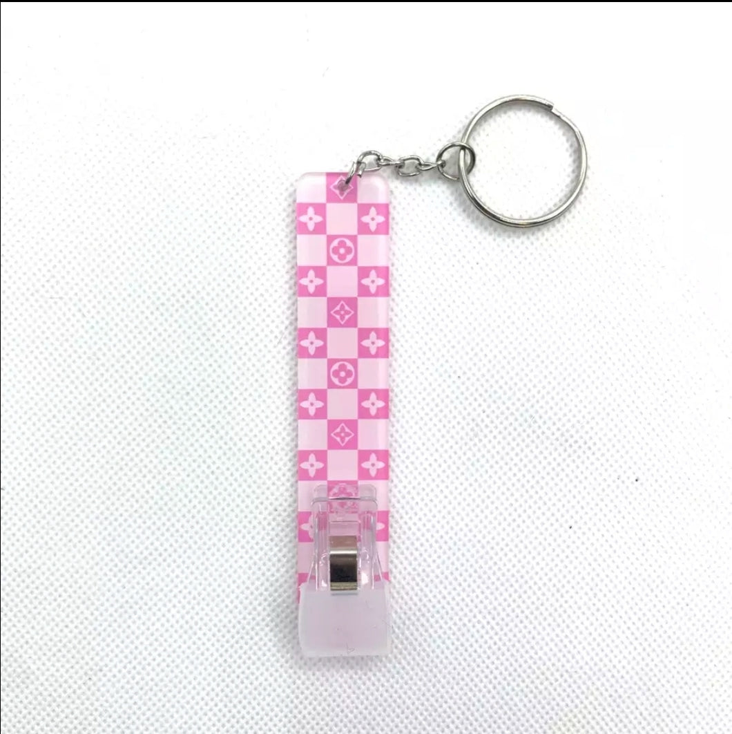 5 Pieces/set Long Nails Acrylic Card Grabber Keychain ATM Credit