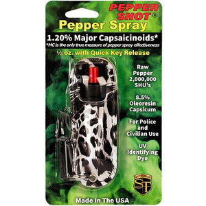 Leopard Black & White Pepper Shot 1.2% MC 1/2 oz Pepper Spray